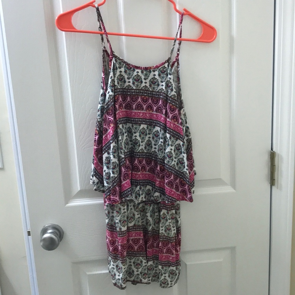 Pink and white pattern romper